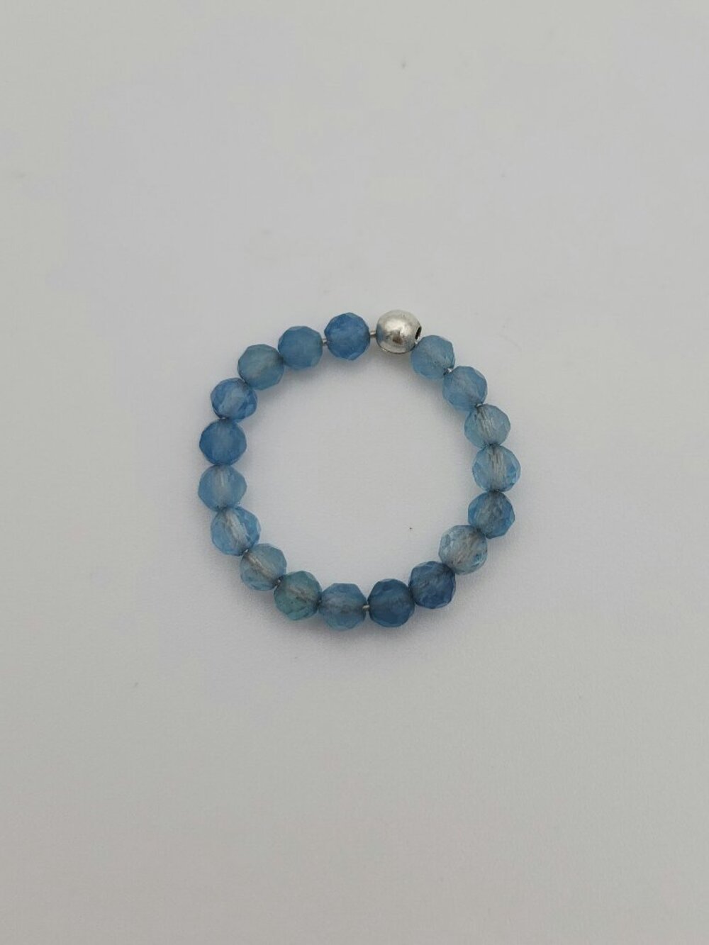 Genuine Aquamarine Beaded Ring | Sterling Silver Ring | Size ~6.5